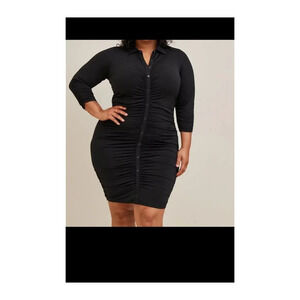 Torrid As The Knee Studio Knit Shirred Shirtdress Size: 1X